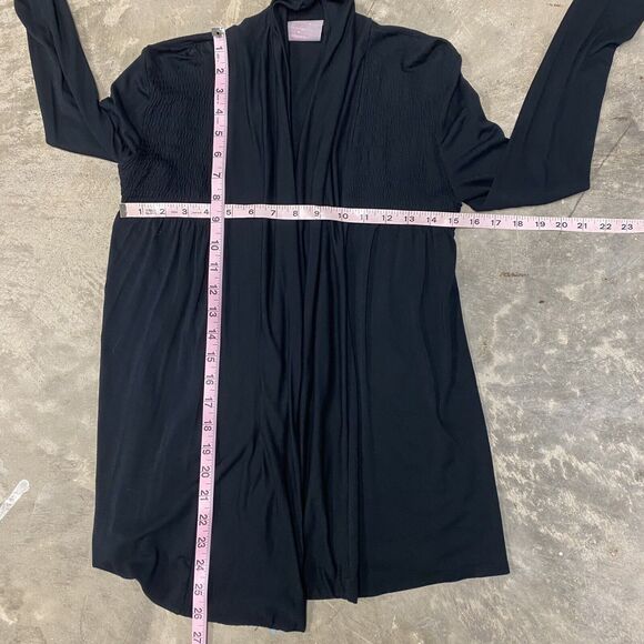 Romeo & Juliet Couture Draped Smocked Cardigan Top Womens Sz S Black - Picture 4 of 13